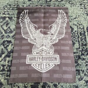 Y2K Gray and White Harley Davidson Graphic Mini Flag BikerCore Collector’s